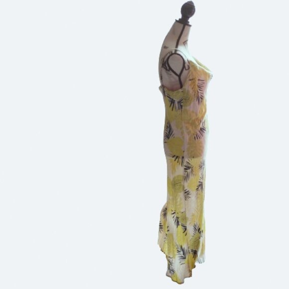 Vici soft slip dress adjustable botanic prints Monstera with side split size M - Picture 4 of 11